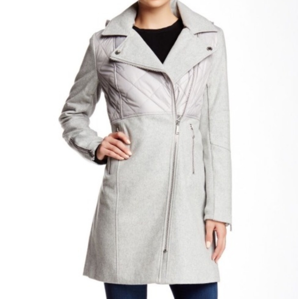 Bcbgeneration Women's Gray Quilted Long Asymmetri… - image 1